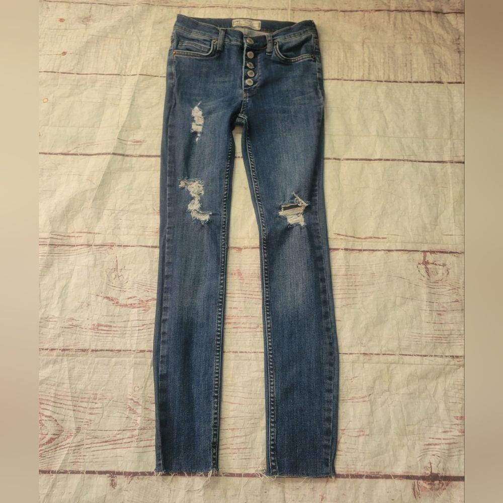 Free People Button Fly Crop Jeans Size 25